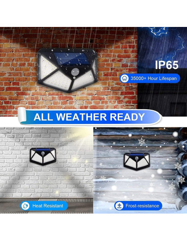 Luces Solares de Seguridad 6 Pzs 100 LED IP65 Sensor Movimiento