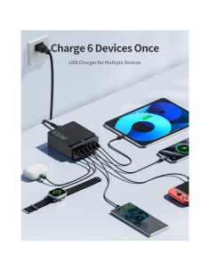 Cargador USB C 100W 6 Puertos GaN Adaptador de Pared 2