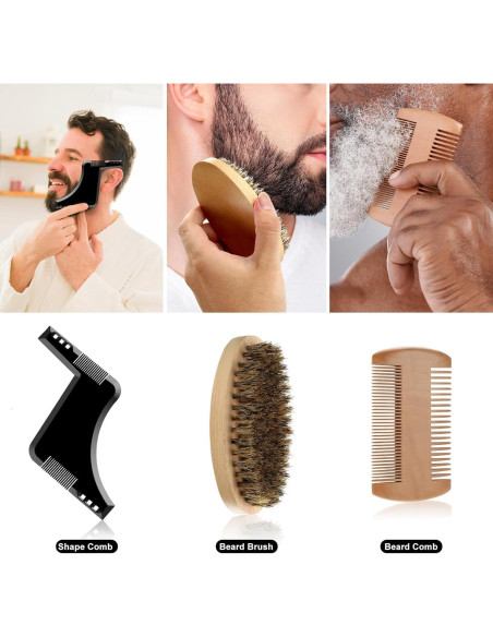 Kit de Cuidado de Barba EXREIZST 10 Piezas Aceites y Jabón