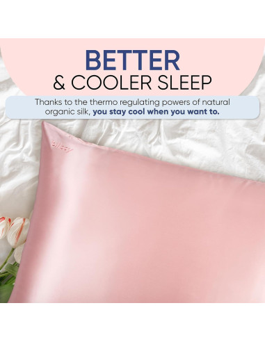 Funda de Almohada de Seda Blissy 100% Seda Morera Rosa