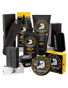 Kit de Cuidado de Barba Bossman Big Boss 7 Piezas Aroma Oro