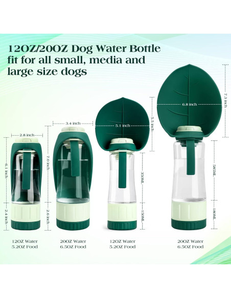 Dispensador de Agua y Comida para Perros TIOVERY 20oz Verde Dispensador de Agua y Comida para Perros TIOVERY 20oz Verde