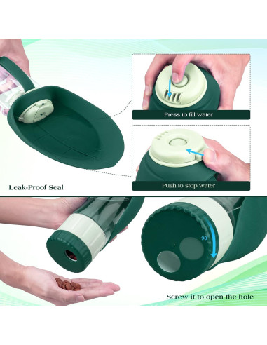 Dispensador de Agua y Comida para Perros TIOVERY 20oz Verde