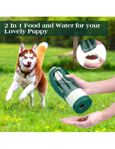 Dispensador de Agua y Comida para Perros TIOVERY 20oz Verde