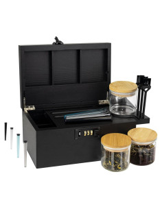 Caja de Almacenamiento WodGod de Bambú con Cerradura 25x17x11.9cm