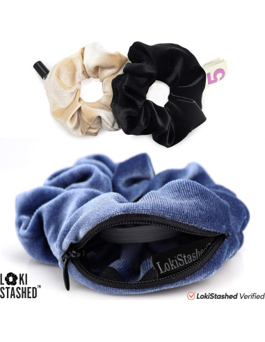 Paquete de 3 Scrunchies Terciopelo LokiStashed - Marino, Beige, Negro