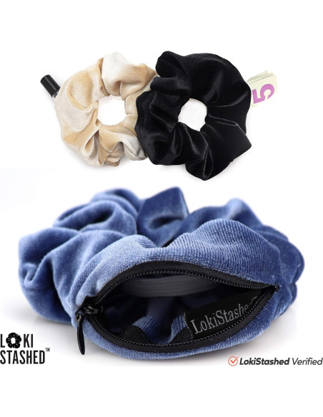 Paquete de 3 Scrunchies Terciopelo LokiStashed - Marino, Beige, Negro