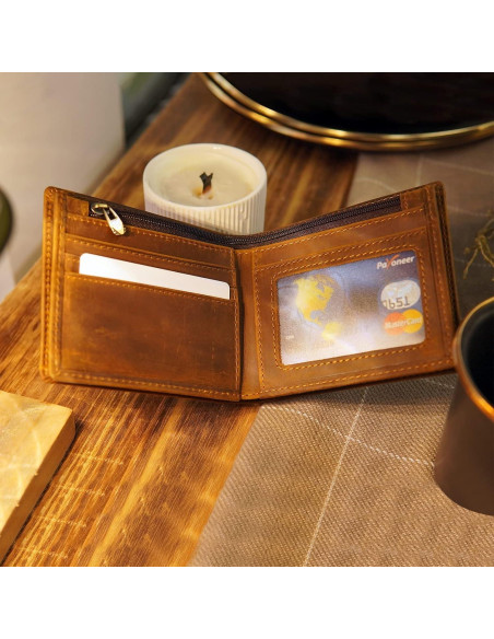 Billetera Bifold Cuero Polare RFID Hombre Tamaño Mediano