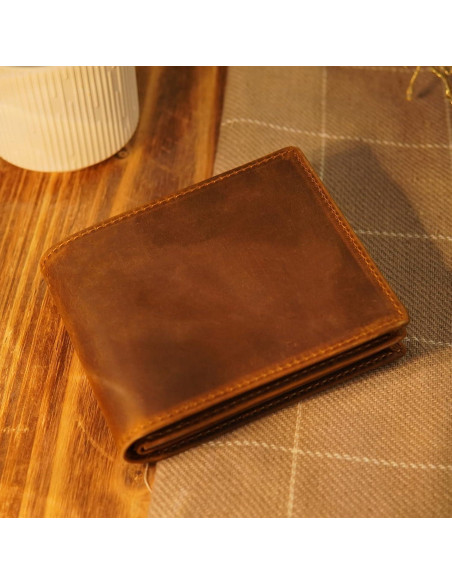 Billetera Bifold Cuero Polare RFID Hombre Tamaño Mediano