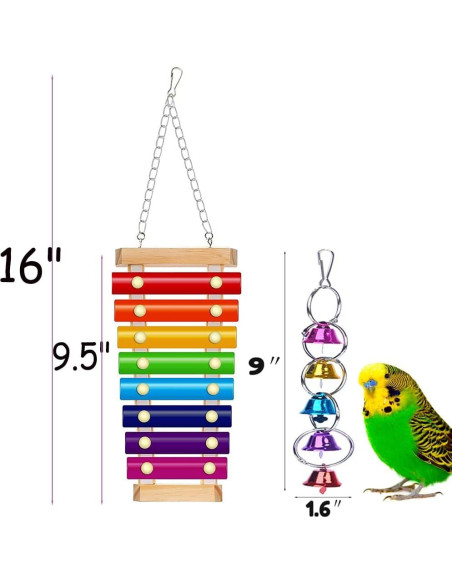 Juguete Musical para Loro Fejapa Xilófono y Campana Juguete Musical para Loro Fejapa Xilófono y Campana
