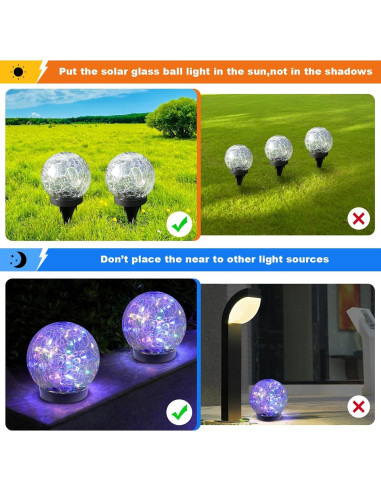 Luces de Globo Solar MLKNK 2 Bolas Multicolor para Jardín