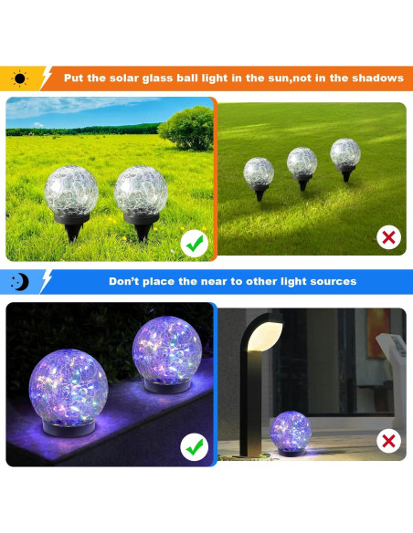 Luces de Globo Solar MLKNK 2 Bolas Multicolor para Jardín Luces de Globo Solar MLKNK 2 Bolas Multicolor para Jardín