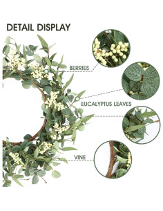 Corona de Eucalipto 50 cm Pinkpum para Decoración Hogar 2