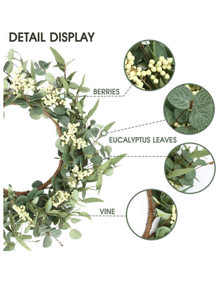 Corona de Eucalipto 50 cm Pinkpum para Decoración Hogar