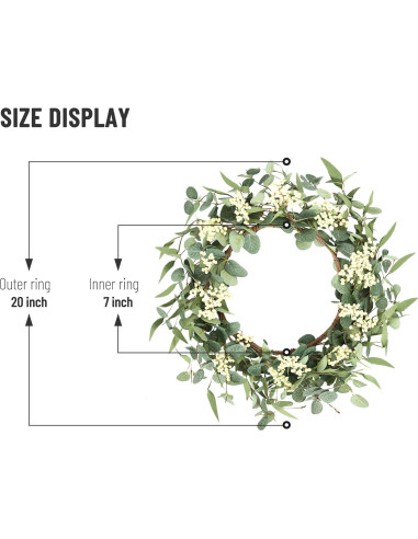 Corona de Eucalipto 50 cm Pinkpum para Decoración Hogar
