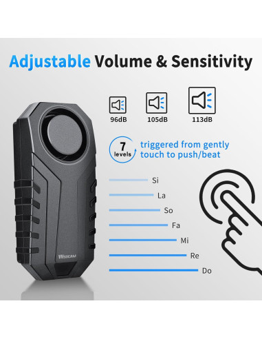 Alarma de Vibración WSDCAM 113dB para Bicicleta y Más