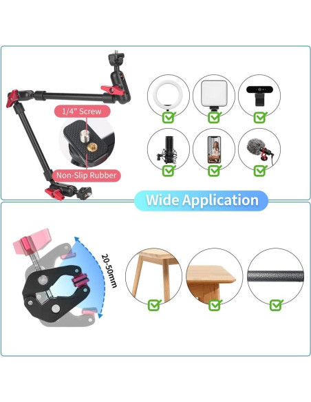 Brazo Mágico 57 cm JEBUTU Ajustable con Abrazadera