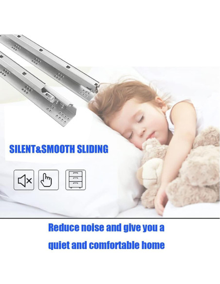 6 Pares de Deslizadores de Cajón 15" Betesy Cierre Suave