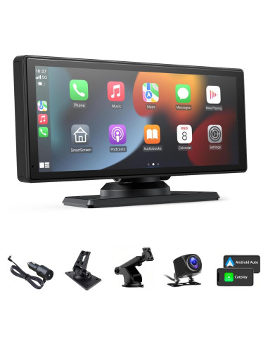 Estéreo portátil KooDux 22.5 cm con Carplay y cámara