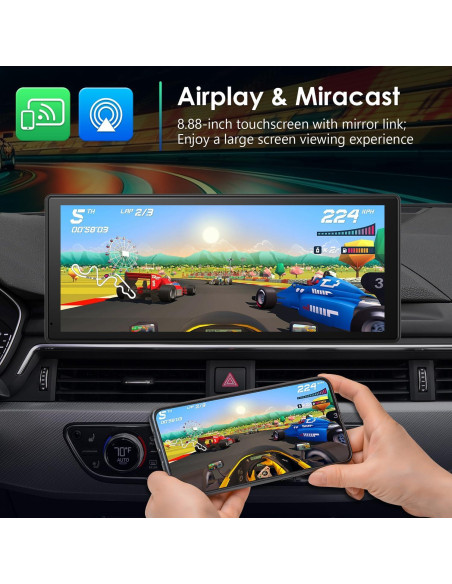 Estéreo portátil KooDux 22.5 cm con Carplay y cámara