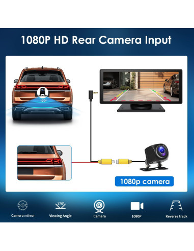 Estéreo portátil KooDux 22.5 cm con Carplay y cámara