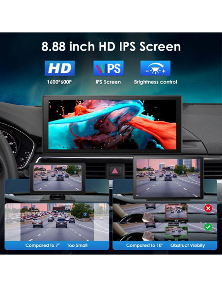 Estéreo portátil KooDux 22.5 cm con Carplay y cámara