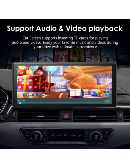 Estéreo portátil KooDux 22.5 cm con Carplay y cámara