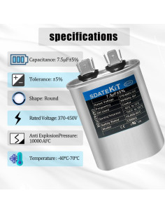 Capacitor Doble SDATEKIT CBB65 7.5F 370-450V CA Universal 2