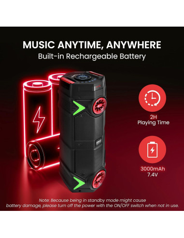 Altavoz PA Bluetooth Pyle PPHP2894B 400W 2x8" Karaoke