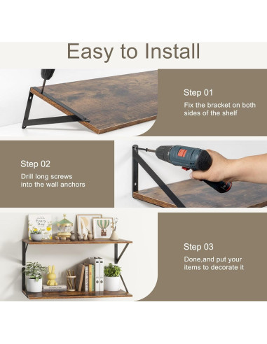 Estantes Flotantes Rústicos Recuerdos Divertidos 30 cm Profundidad