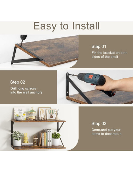 Estantes Flotantes Rústicos Recuerdos Divertidos 30 cm Profundidad