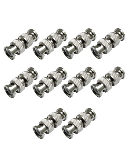 10 Adaptadores Coaxiales BNC Macho a Macho RuiLing para CCTV