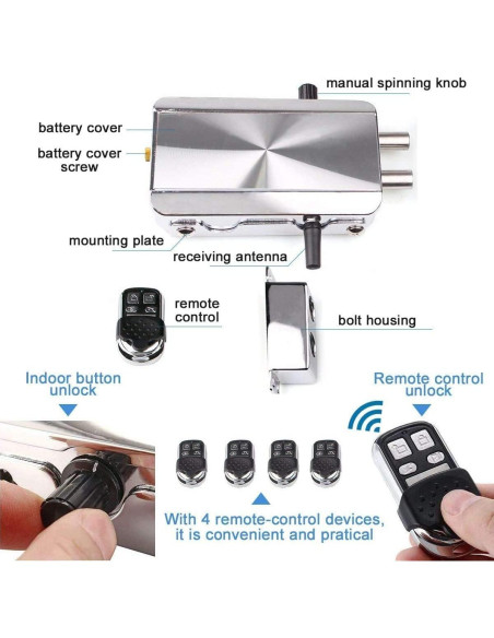 Cerradura Electrónica Ritammi con Control Remoto y Antirrobo