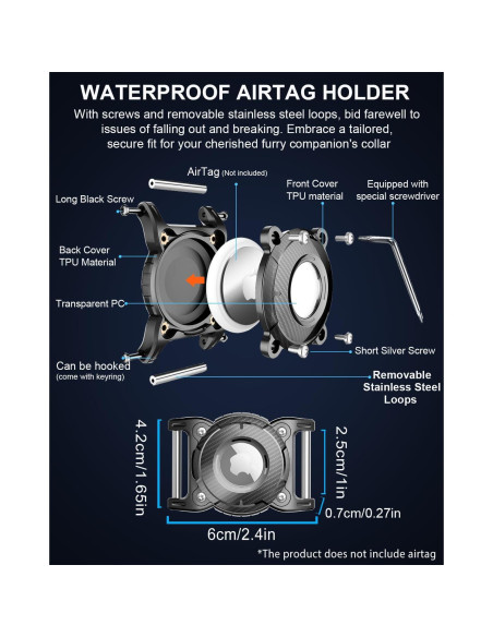 Soporte para Collar de Perro Airtag ONEONTA Impermeable Soporte para Collar de Perro Airtag ONEONTA Impermeable
