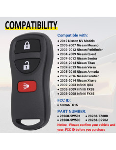 Control Remoto Entrada Sin Llave Vurkcy para Nissan/Infiniti 2