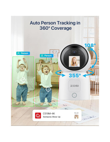 Cámara de Seguridad ZOSI 4K C519M8 Interior WiFi 8MP