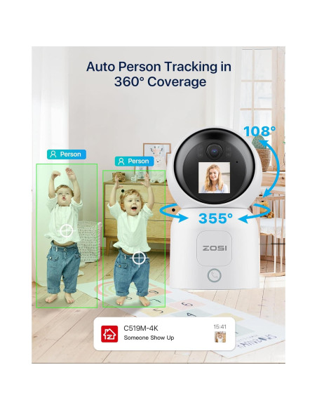 Cámara de Seguridad ZOSI 4K C519M8 Interior WiFi 8MP