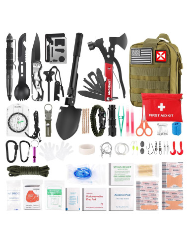 Kit de Supervivencia 256 en 1 Angieast con Primeros Auxilios