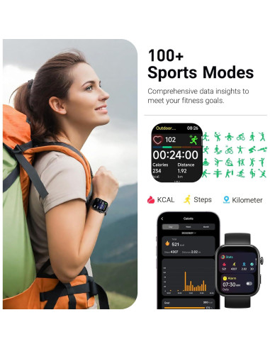 Reloj Inteligente TOZO S6 AMOLED 1.85" Bluetooth IP68 Negro