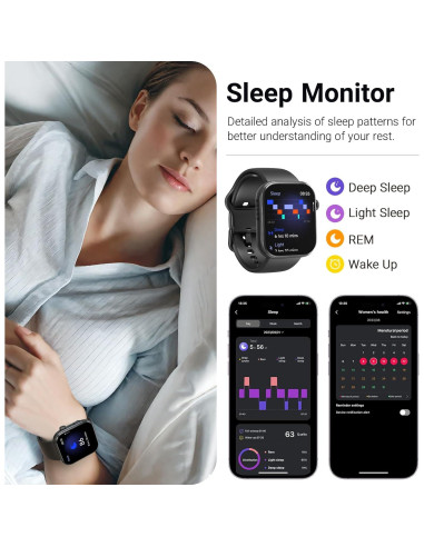 Reloj Inteligente TOZO S6 AMOLED 1.85" Bluetooth IP68 Negro