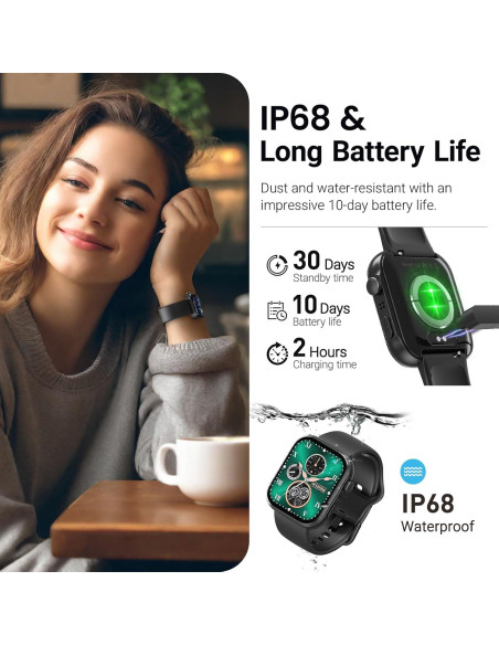Reloj Inteligente TOZO S6 AMOLED 1.85" Bluetooth IP68 Negro