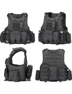 Chaleco Táctico VPZenar Molle Negro Ajustable y Multifuncional 2