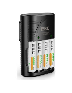 Baterías recargables EBL AA 4x2800mAh + Cargador compacto