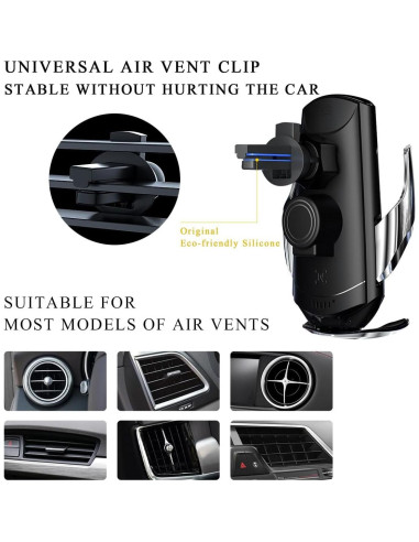 Soporte Cargador Inalámbrico Ohleats 15W para Coche Plata