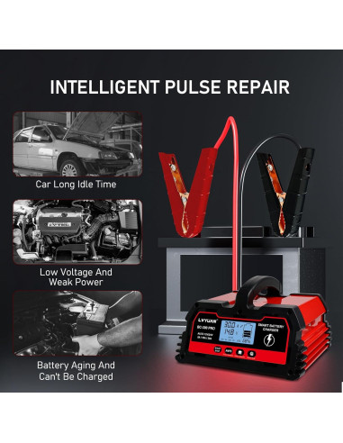 Cargador de batería inteligente LVYUAN 30A 12V/24V LCD