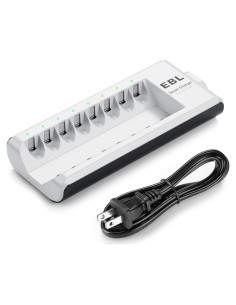 Cargador EBL 8 Bahías AA AAA Recargables con Carga Rápida