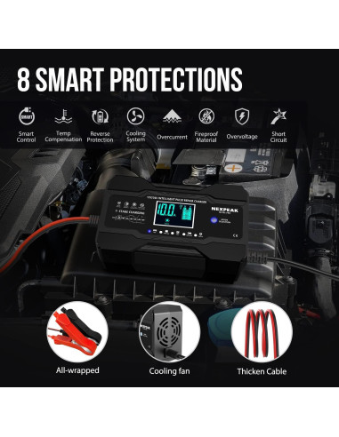 Cargador de Batería NEXPEAK 10 Amperios 12V 24V Inteligente