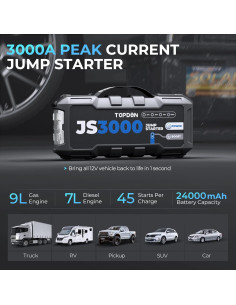 Arrancador de Batería TOPDON JS3000 3000A 24000mAh 2