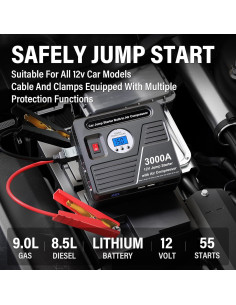 Arrancador de Coche ADORETRIP CS02 3000A con Compresor 150PSI 2