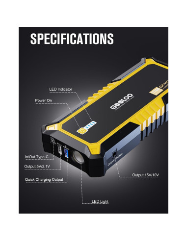 GOOLOO Arrancador de Coche GP4000 4000A 12V Portátil